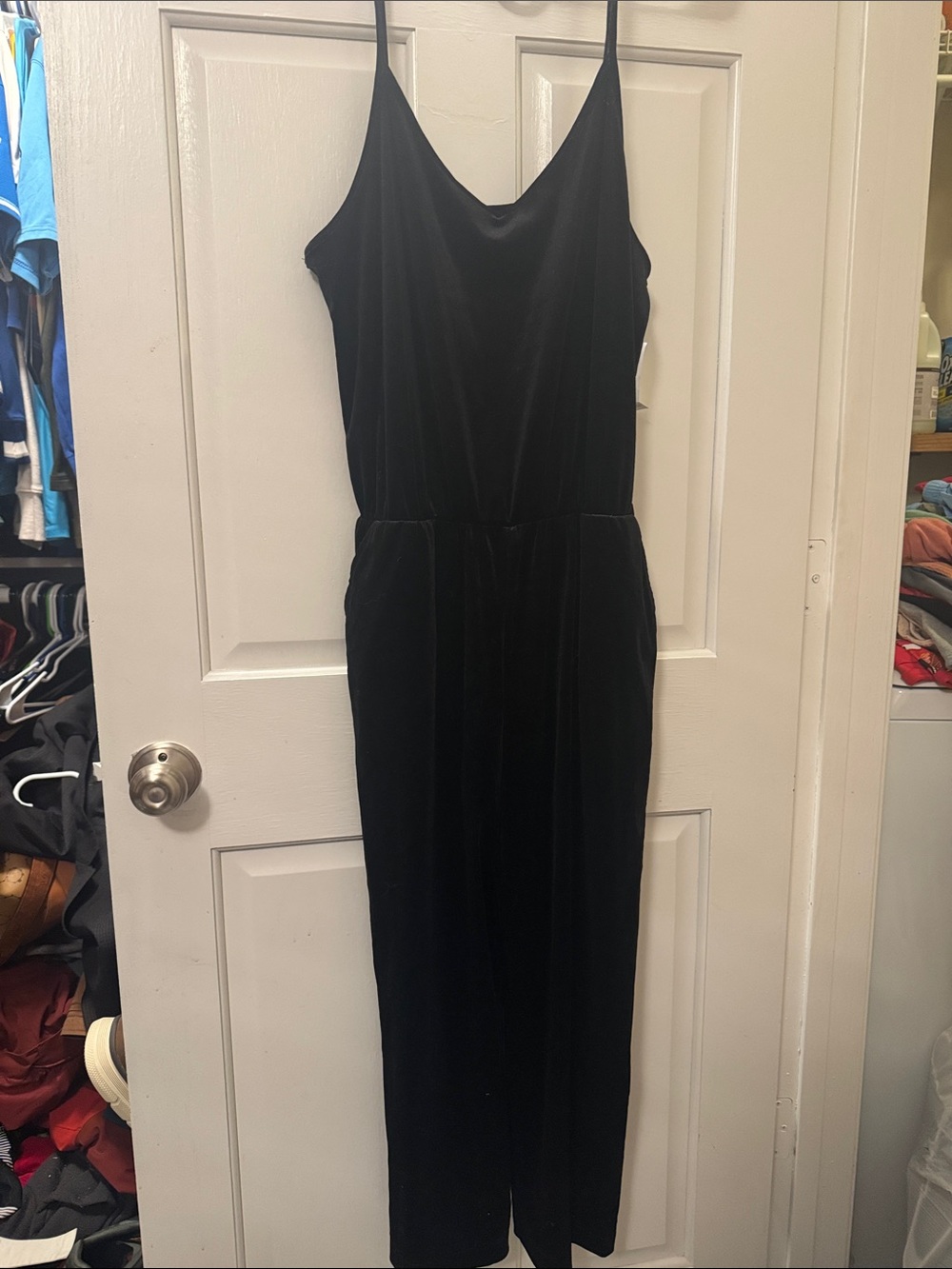Black Velvet Spaghetti-Strap Jumpsuit